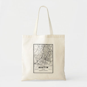 Tote Bag Carte de la ville légère d'Austin