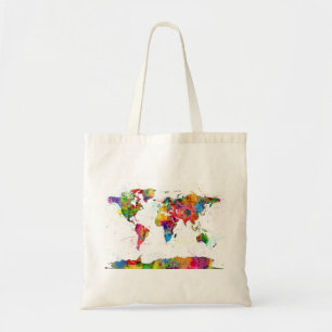 Tote Bag Carte de l'aquarelle de carte du monde