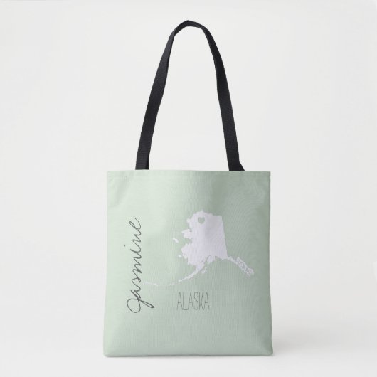 Tote Bag Carte de l'état de l'Alaska avec nom personnalisé  (Devant)