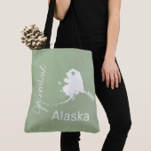 Tote Bag Carte de l'état de l'Alaska avec nom personnalisé (De près)
