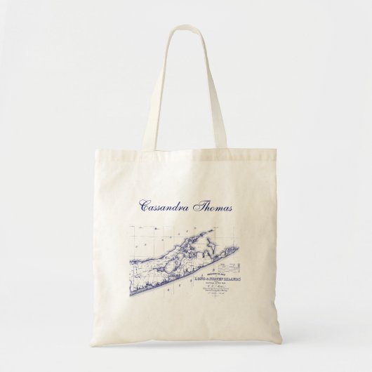 Tote Bag Carte de Long Island The Hamptons (Devant)