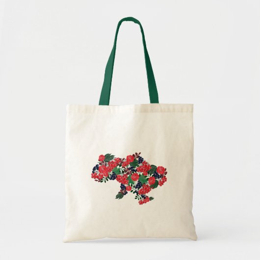 Tote Bag Carte de l'Ukraine à partir de fleurs et baies vib (Devant)