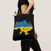 Tote Bag Carte de l'Ukraine avec tournesol et drapeau ukrai (De près)
