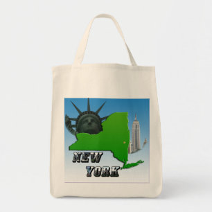 Tote Bag Carte de New York, Statue de la Liberté, Monument