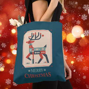 Tote Bag Carte de Noël avec design d'illustration Reindeer