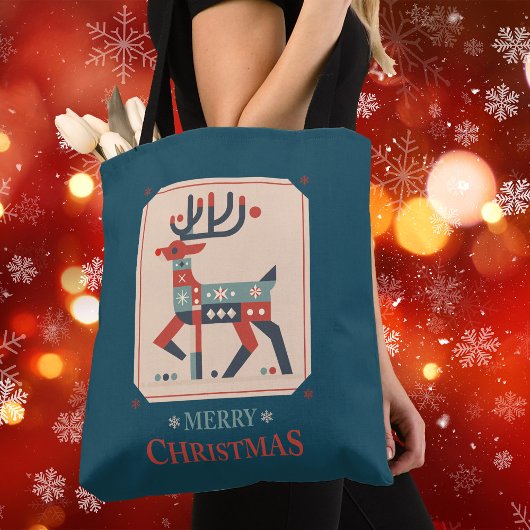 Tote Bag Carte de Noël avec design d'illustration Reindeer