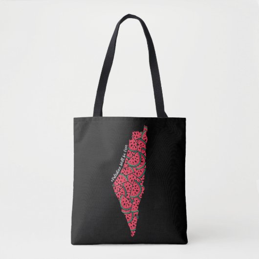 Tote Bag Carte de Palestine remplie de pastèques | Palestin (Devant)