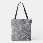 Tote Bag Carte de patchwork Abstrait - Blanc sur Noir (Dos)