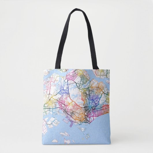 Tote Bag Carte de Singapour (Devant)