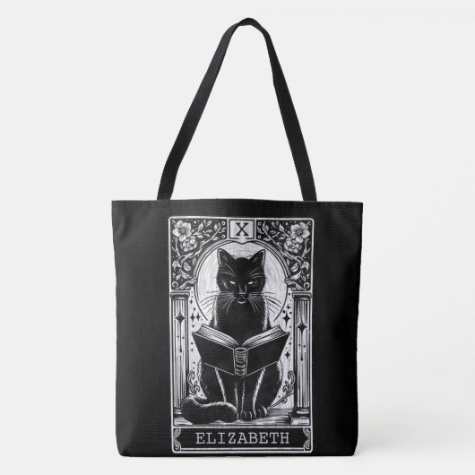 Tote Bag Carte de Tarot de chat noir du lecteur (Devant)