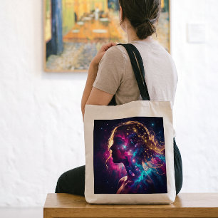 Tote Bag Carte de Tarot Mystique Dame Lunaire Cosmique