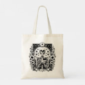 Tote Bag Carte de tarot squelette monochrome "Le café" | (Dos)