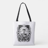 Tote Bag Carte de tarot squelette monochrome "Le café" | (Dos)
