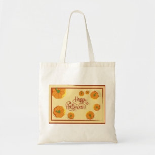 Tote Bag Carte de voeux encadrée Happy Halloween typographi