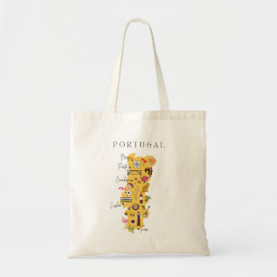 Tote Bag Carte de voyage du Portugal (impression recto-vers