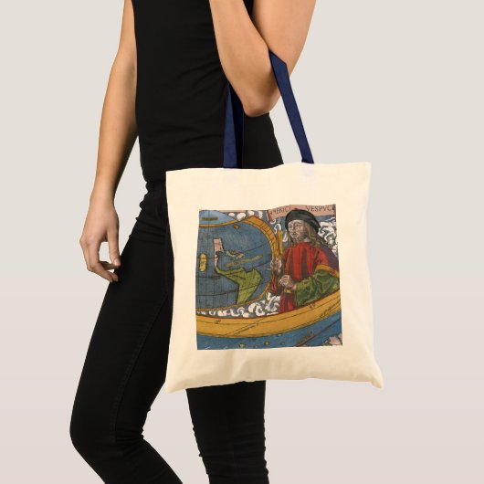 Tote Bag Carte des Amériques avec Explorer Amerigo Vespucci (Devant (produit))