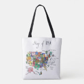 Tote Bag Carte des attractions des Etats-Unis d'Amérique (Dos)