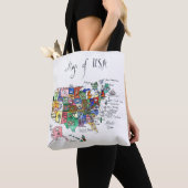 Tote Bag Carte des attractions des Etats-Unis d'Amérique (De près)