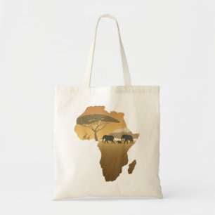 Tote Bag Carte des éléphants d'Afrique Papa Animal du Sud B