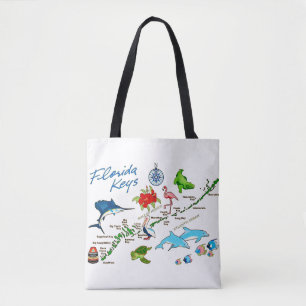 Tote Bag Carte des Florida Keys sur l'épaule