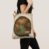 Tote Bag Carte des hémisphères de l'Est et de l'Ouest néo-v (De près)