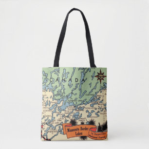 Tote Bag Carte des lacs frontaliers colorés du Minnesota Fo