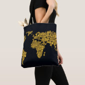 Tote Bag Carte d'or du monde de point (De près)
