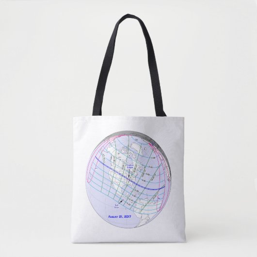 Tote Bag Carte du chemin d'Eclipse solaire 2017 (Devant)