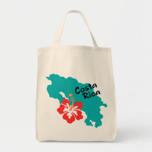 Tote Bag Carte du Costa Rica avec la ketmie