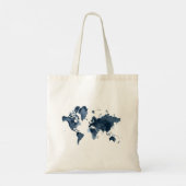 Tote Bag Carte du monde Aquarelle marine double face. (Dos)