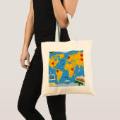 Tote Bag Carte du monde avec épingles et points de repère (Devant (produit))