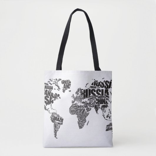 Tote Bag Carte du monde dans la typographie (Devant)