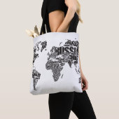 Tote Bag Carte du monde dans la typographie (De près)