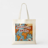 Tote Bag Carte du monde de voyage avec devis (Dos)