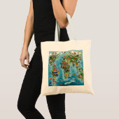 Tote Bag Carte du monde des animaux (Devant (produit))
