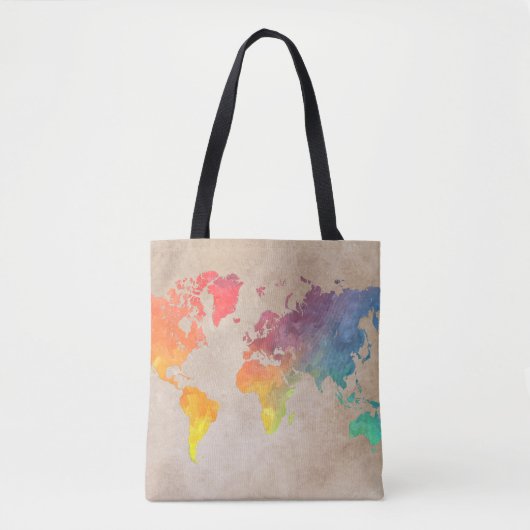 Tote Bag Carte du monde Fourre-tout #map (Devant)