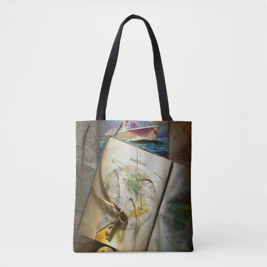 Tote Bag Carte et boussole (Devant)