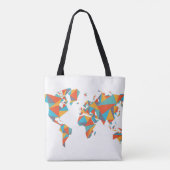 Tote Bag Carte géométrique abstraite du monde (Dos)