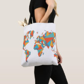 Tote Bag Carte géométrique abstraite du monde (De près)