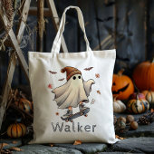 Tote Bag Carte Ghost Ghost ou Treat Candy personnalisée