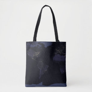 Tote Bag Carte globale La ville de la Terre s'illumine la n