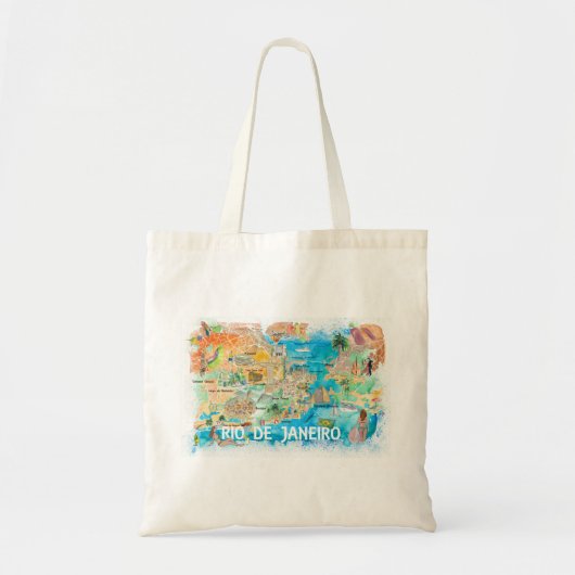 Tote Bag Carte illustrée de Rio de Janeiro avec les routes  (Devant)
