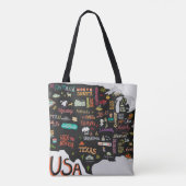 Tote Bag Carte illustrée des États-Unis. Poster avec états  (Dos)