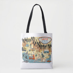 Tote Bag Carte illustrée père Noël Cruz California