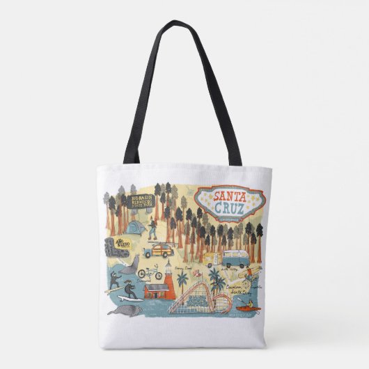 Tote Bag Carte illustrée père Noël Cruz California (Dos)
