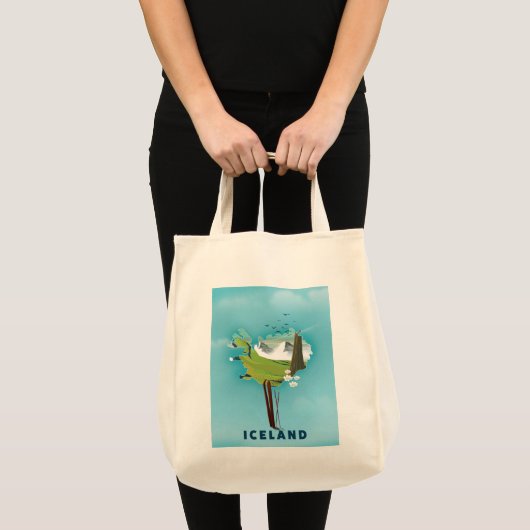 Tote Bag Carte Islande Illustration affiche de voyage. (Devant (produit))