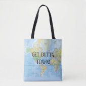 Tote Bag Carte Mondiale Obtenez Outta Town (Devant)