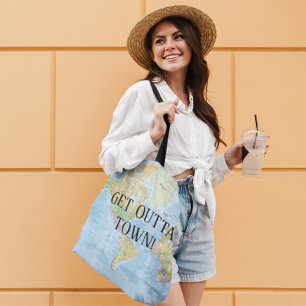 Tote Bag Carte Mondiale Obtenez Outta Town