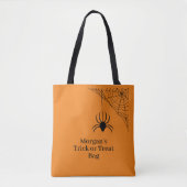 Tote Bag Carte ou traitement Web Orange Halloween Spider pe (Devant)