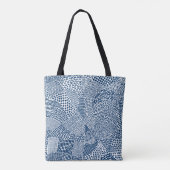 Tote Bag Carte patchwork abstraite - Teinture indigo bleue (Dos)